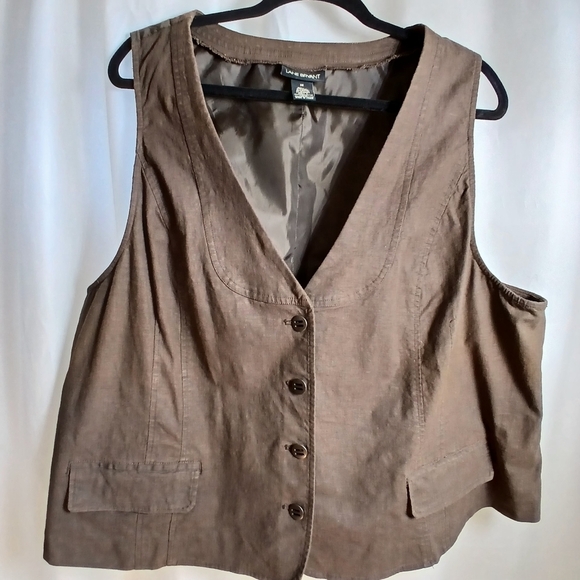 #478 Women's Brown Lane Bryant Button Down Vest Size 28 - Picture 1 of 16